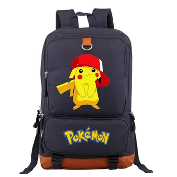 

Cartoon Pikachu Backpack For Boys&Girls Canvas Multi Pocket Travel Backpacks Large Capacity School Bag For Teenage