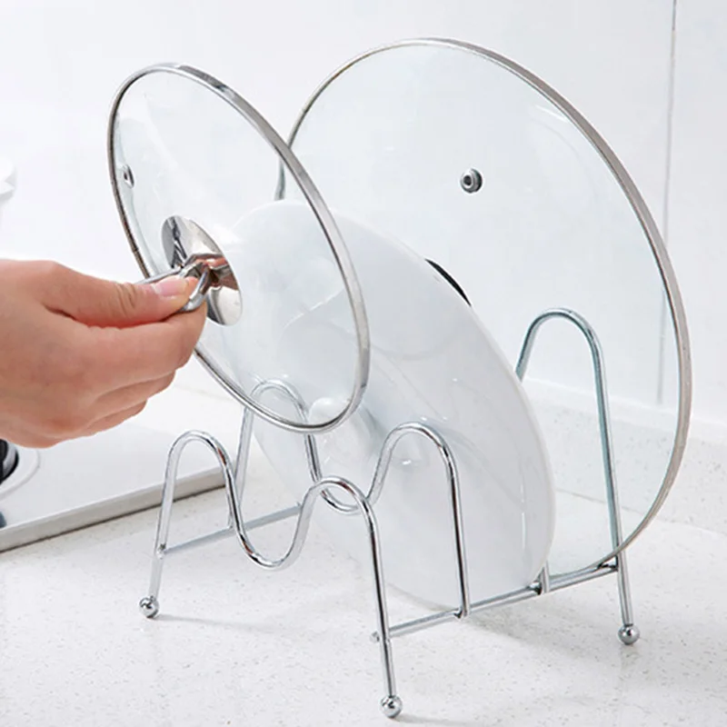 

Cutting Board Knife Tableware Stand Organizer Kitchen Tool Pan Cover Holder Metal Support Frame Base Pot Lid Iron Storage Rack