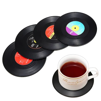 

Creative Retro Vinyl Records Mat Cup Coasters Music Fan Beer Place Mats Fun Filler Gift Music Bar Drink Placemat Anti Slip