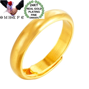 

OMHXFC Wholesale RI251 European Fashion Hot Fine Woman Girl Party Birthday Wedding Gift Simple Blank 24KT Gold Resizable Ring