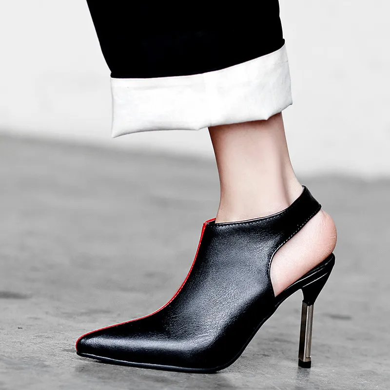 

2019 Fashion Contrast Color Party Ladies Slingbacks Shoes Punk Pointed Toe Sexy High Heels Stiletto Women Pumps Summer
