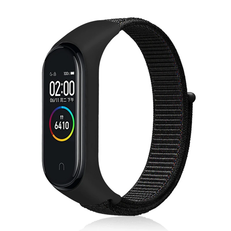 Official black Спортивный ремешок-петля для Xiaomi mi, ремешок 4, 3, нейлоновый браслет mi band 4, 3, сменный Браслет correa, Xiaomi mi, ремешок 4, 3, ремешок - Цвет ремешка: Official black