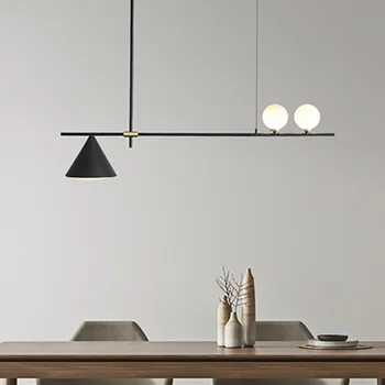 

Nordic wrought iron chandelier postmodern electroplating gold bronze geometric line pendant lamp bedroom dining room suspension