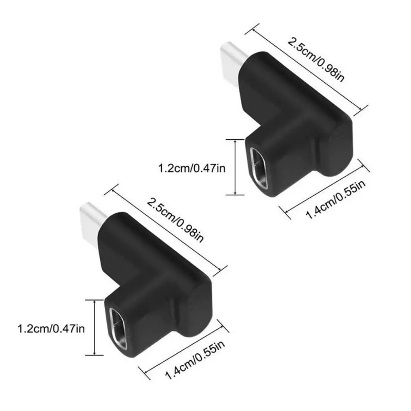 Мини-usb 3,1 тип-c штекер к USB 3,1 тип-c Женский адаптер 90 градусов прямоугольный мобильный телефон конвертер разъем 2 шт./компл