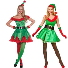 Женские рождественские костюмы деревьев, косплей, Рождественский зеленый костюм эльфа