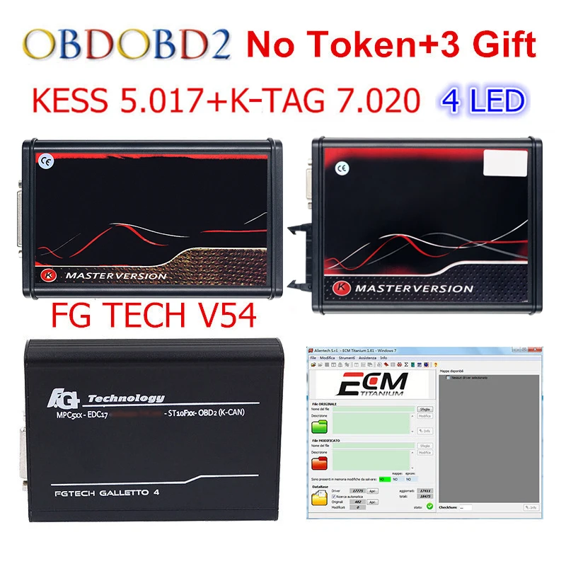 Красный KESS V5.017 + 4 светодиодный K T V7.020 FG TECH V54 0475 не маркер 5 017 7 020 FGTECH программатор