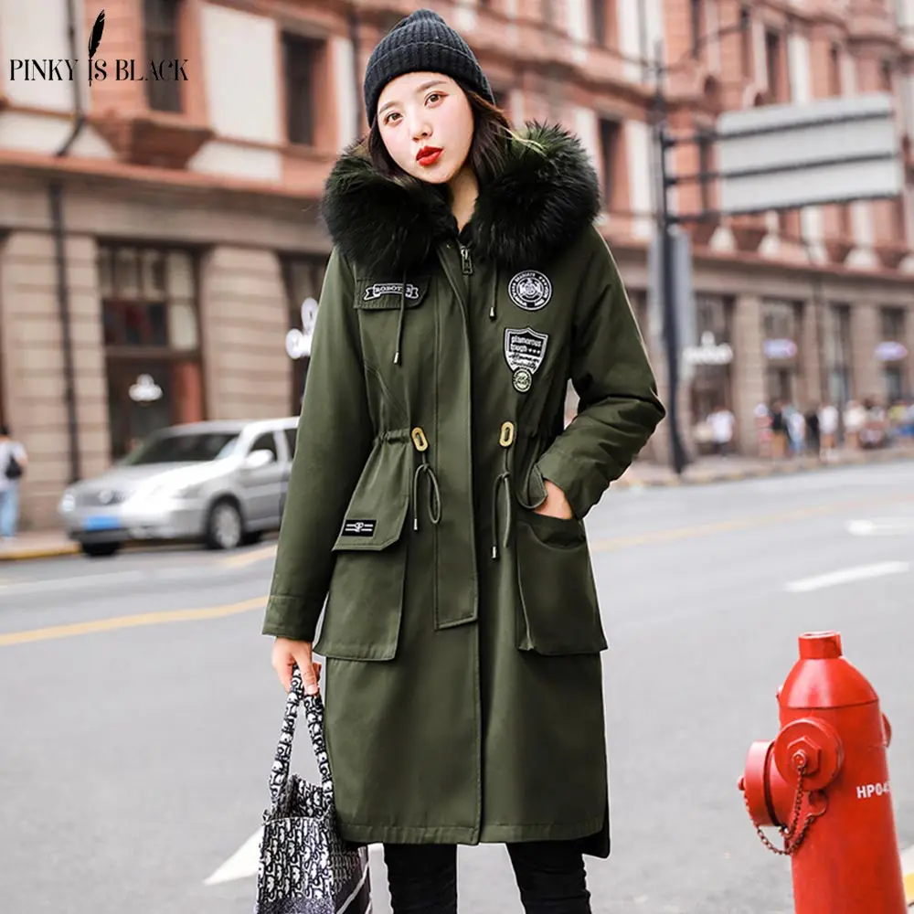 

PinkyIsBlack Winter Jacket Women 2019 Winter Female Long Parkas Mujer Winter Coat Women Hooded Fake Fur Lining Warm Outerwear