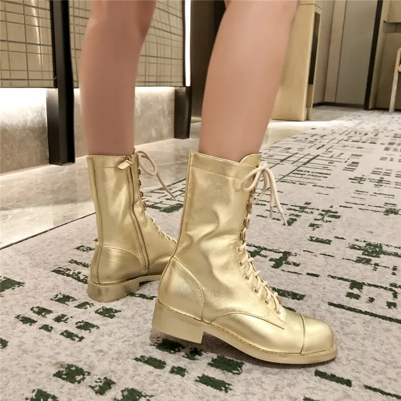 MORAZORA/ новые брендовые Модные ботильоны из натуральной кожи на шнуровке осенние женские ботинки на низком каблуке с круглым носком Большие размеры 34-43