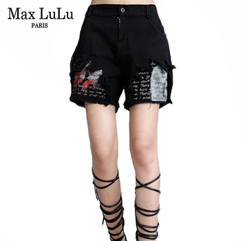 

Max LuLu New 2020 Korean Fashion Ladies Summer Jeans Women Ripped Printed Denim Trousers Female Short Pants Oversized Streetwear