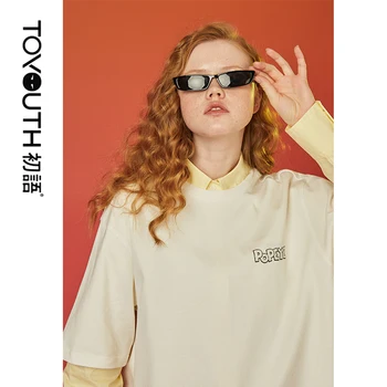 

Popeye Collaborat Toyouth 2020 Spring New Arrival Loose Women Shirt BF Style Cotton Long Short half Sleeve T-shirt For Women