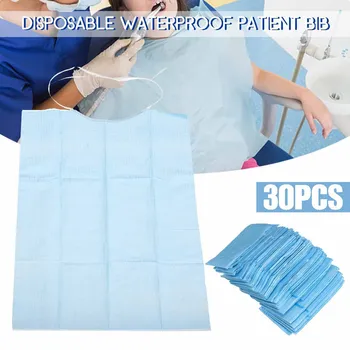 

30Pcs/lot Waterproof Disposable Dental Bib Tie For Dental Oral Hygiene Treatment Material Accessory Bib