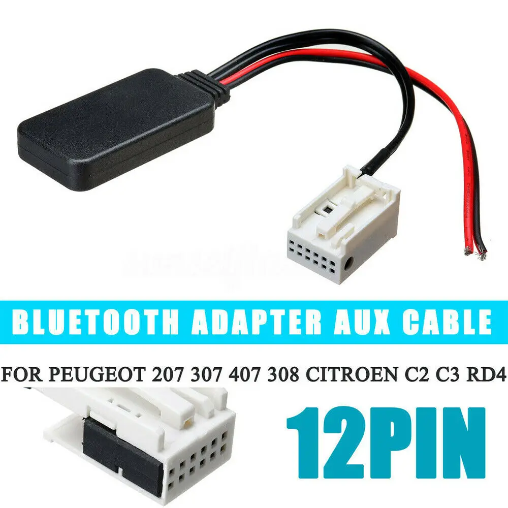 Аудиокабель Aux кабель 12Pin CD Bluetooth адаптер для Peugeot 307 407 Citroen C2 C3|Кабели адаптеры и