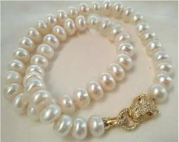 

AAA 10-11 MM NATURAL White PEARL NECKLACE CZ clasp 18" 36"