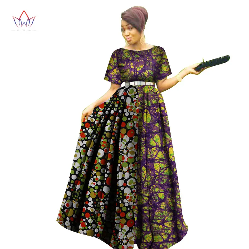 Модные женские Лоскутные Анкара Длинные платья-пачки Базен Riche африканские платья с принтом для женщин одежда в африканском стиле WY3122 - Цвет: 18