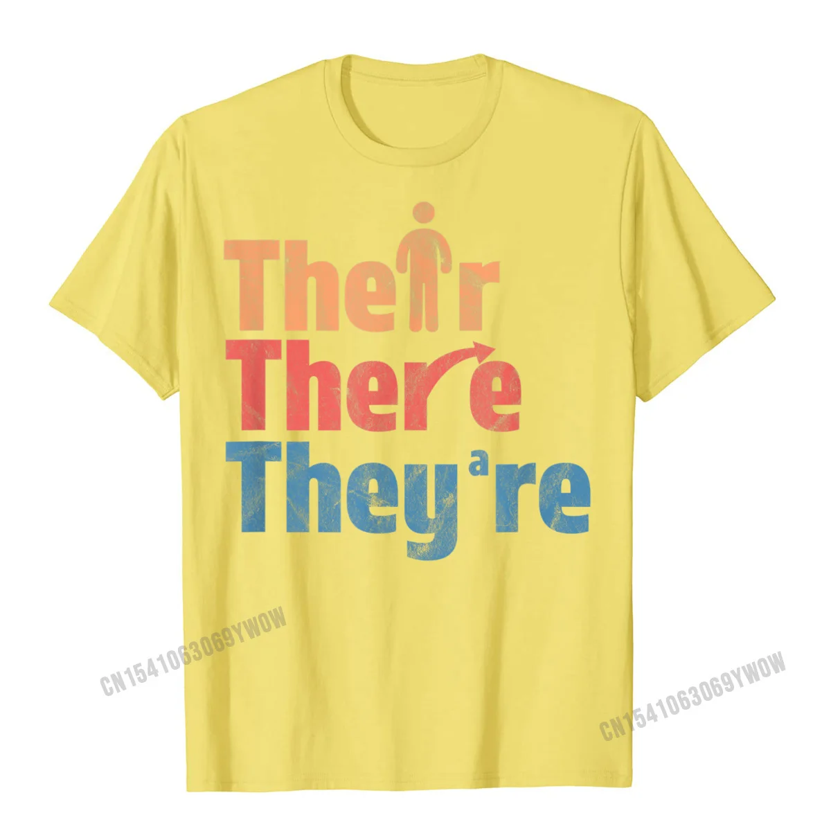 Street Casual Comics Short Sleeve Summer Tops Shirt Discount Round Collar All Cotton Tees Man Tshirts Wholesale Their There Theyre Funny English Teacher Gramma Police T-Shirt__1020 yellow