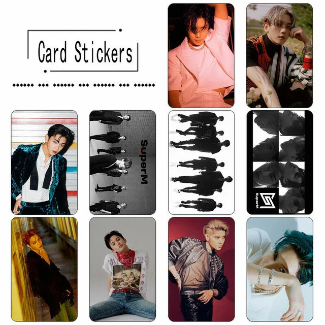 10 шт./компл. Kpop SuperM с украшением в виде кристаллов HD Фотокарта Taemin Mark Lucas десять наклейки карт - Цвет: Черный