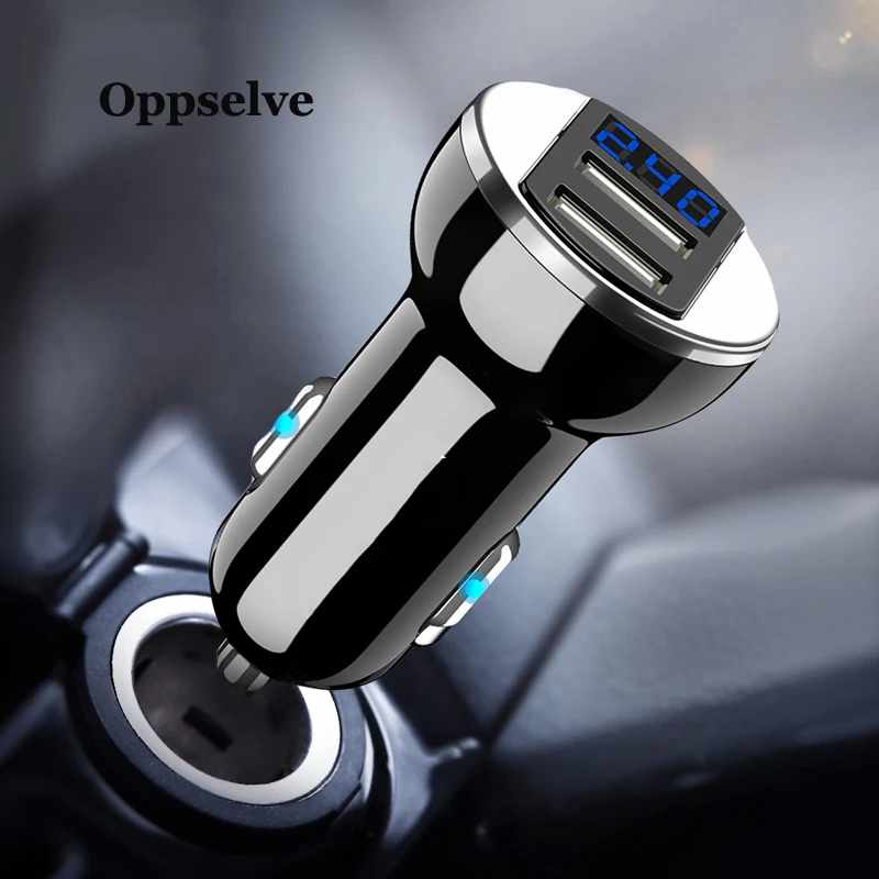 Oppselve, автомобильное зарядное устройство с двумя usb-портами 2,4 А, светодиодный дисплей, универсальное автомобильное зарядное устройство для телефона Xiaomi, samsung S8, S9, S10, iPhone X, 8, 7 Plus, планшет