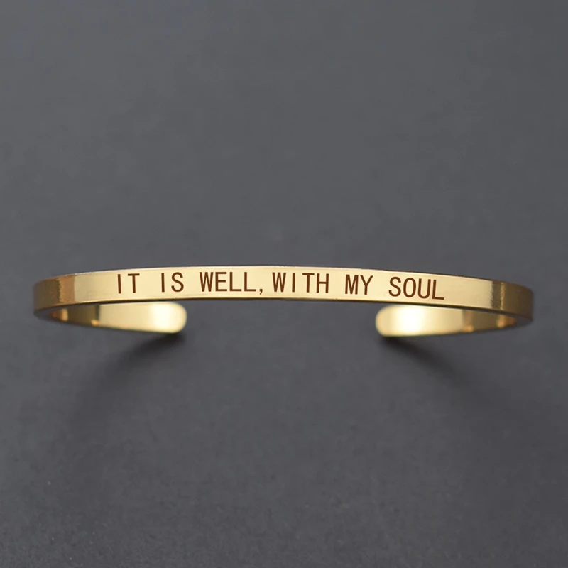 Inspirational Quotes Cuff Bracelet "DON'T WORRY BE HAPPY" Metal Engraved Bracelet Bangle Fashion Jewelry Gifts for Friends metal bracelet