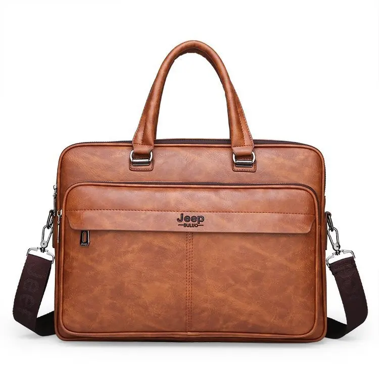  Men Messenger Computer Bag Man 14-inch Leather Laptop Briefcase Handbag Single Shoulder Bolso Bags 