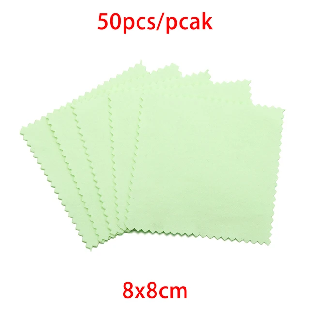 10-50pcs Polish Polishing Cloth Silver Color Cleaning  Polishing Cloth Soft Clean Wipe Wiping Cloth For Silver Gold Jewelry Tool Green 8x8cm 50Pcs