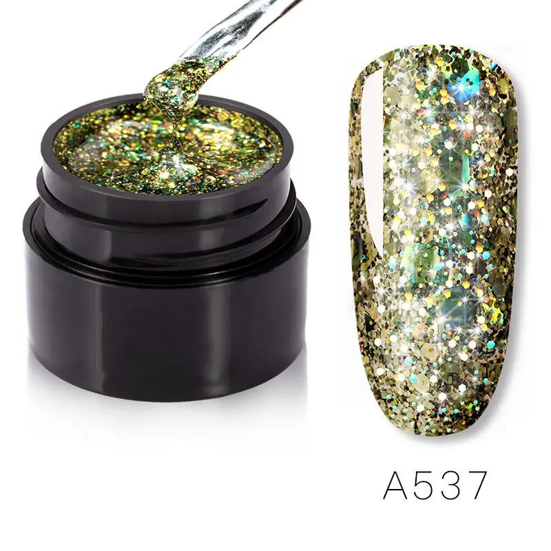 Сверкающий клей для алмазов блеск Платиновый Гель-лак для ногтей Дизайн ногтей светодиодный/УФ лампа Гибридный гель 5 мл - Цвет: A537