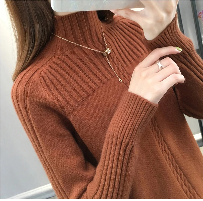 Surmiitro Knitted Turtleneck Women Autumn Winter Ladies Korean Sweater Female Long Sleeve Jumper Blue White Red Pullover