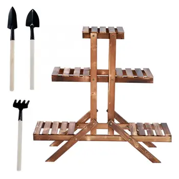 

Beautiful Potted Plant Flowers Rack Balcony Courtyard Wooden Fashionable Plants Stand Wood Plant Stand