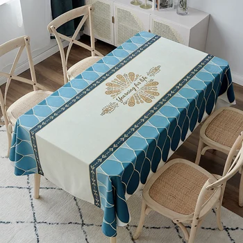 

Luxury Table Covers for Party Wedding Banquet European Velvet Table Cloth Rectangular Bohemia Tablecloth Geometry Printed