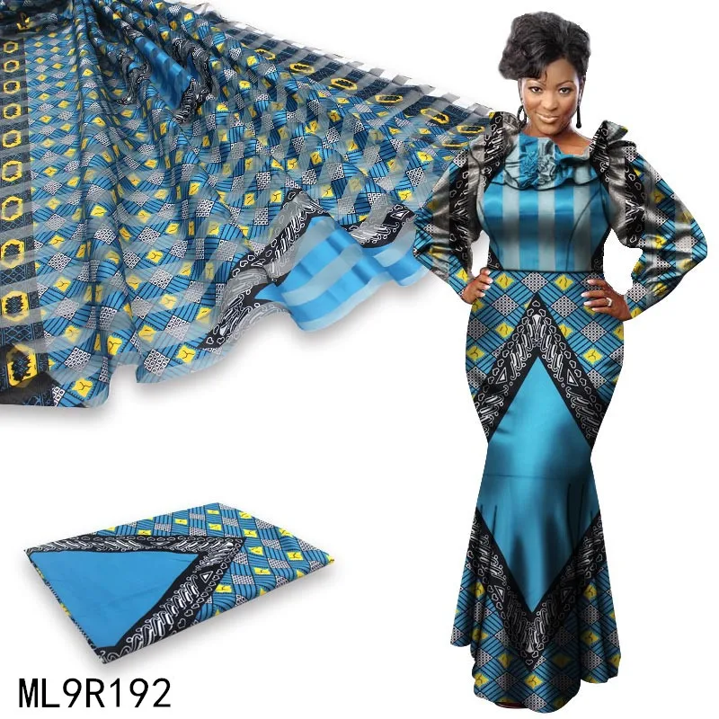

LIULANZH African Silk Fabric Organza Silk Pattern Digital Printed Satin Silk Fabric for Dress 4 Yards +2 YardsML9R163-ML9R200