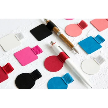 

Self-adhesive Leather Pen Clip Pencil Elastic Loop for Notebooks Journals Clipboards Pen Holder