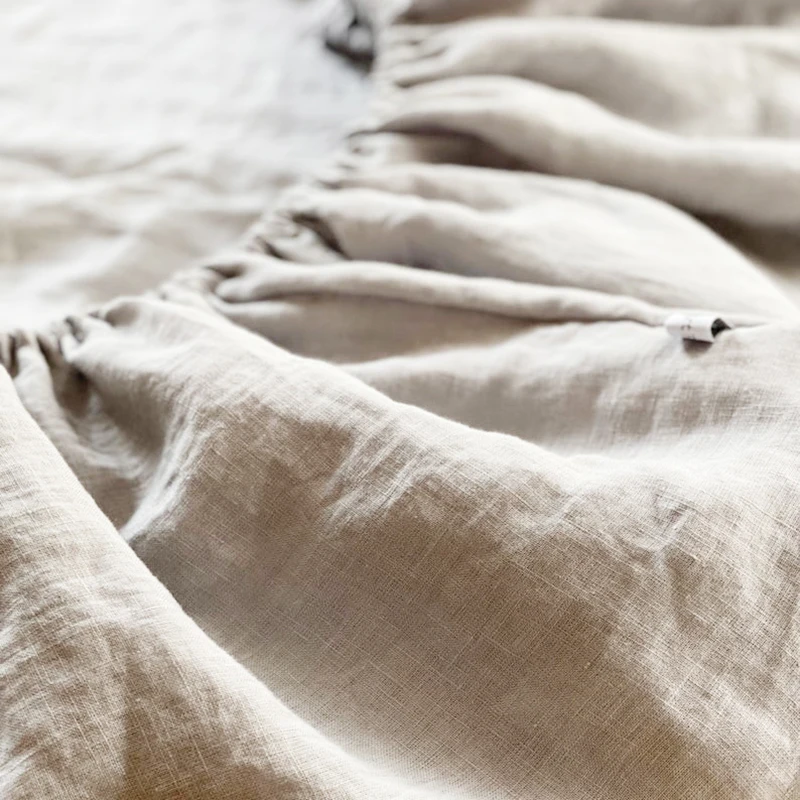 High-End Solid Color, Linen Fitted Bed Sheet, Mattress Cover with Elastic Band, Bed Sheet, Supports Size