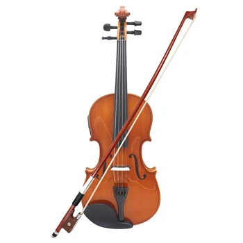 

4/4 Full Size Natural Acoustic EQ Violin Fiddle Solid Wood Spruce Face Board with 6.35mm 1/4" Connector Wire Shoulder Rest Bow
