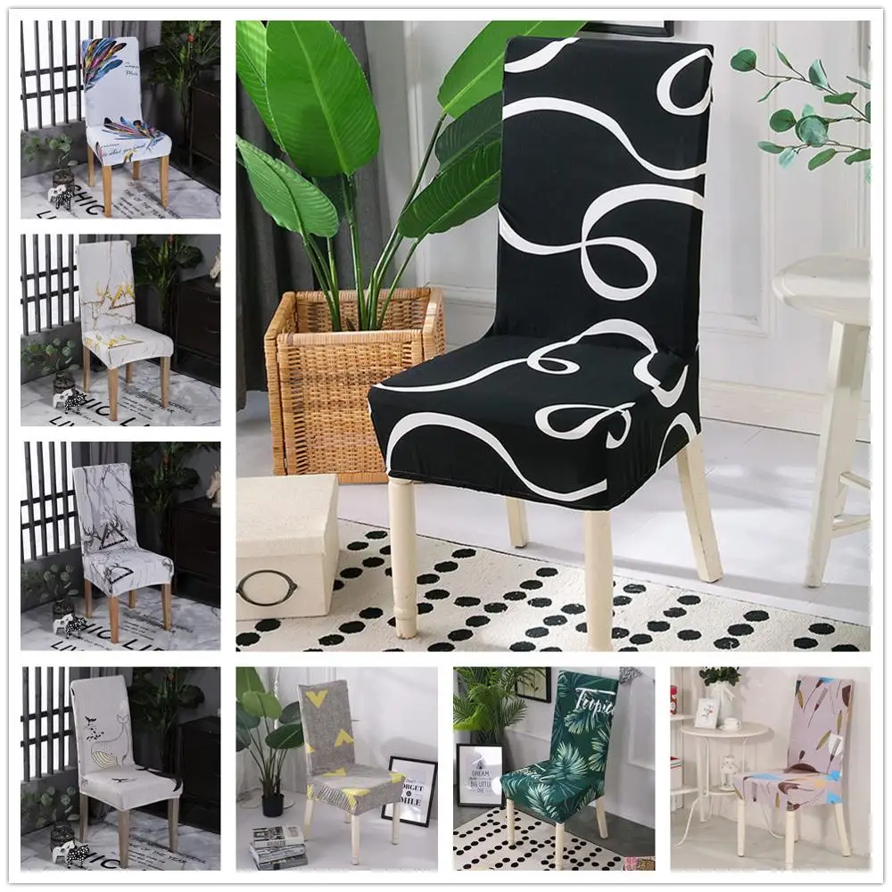 

Geometric Modern Printing Dinning Chair Covers Big Stretch Removable Slipcover Kitchen Seat Case Chair Cover for Banquet Wedding