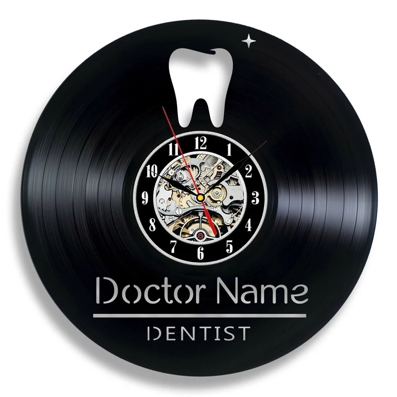 

Teeth Vinyl Record Wall Clock Modern Design Dental Office Wall Sign 3D Decorative Vinyl Clock Wall Watch Gifts for Dentist