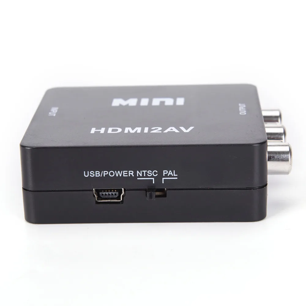 HDMI к RCA AV/CVSB L/R видео 1080P мини HDMI2AV Поддержка NTSC PAL HDMI К AV скейлер адаптер HD видео композитный конвертер коробка