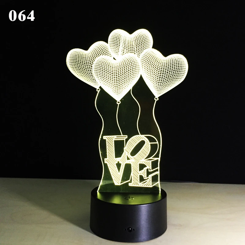 

3D Night Light I Love You LED Nightlight Heart Shape Cartoon Luminaire Home Decor Bedroom New Year Christmas Gift Sleeping Lamp