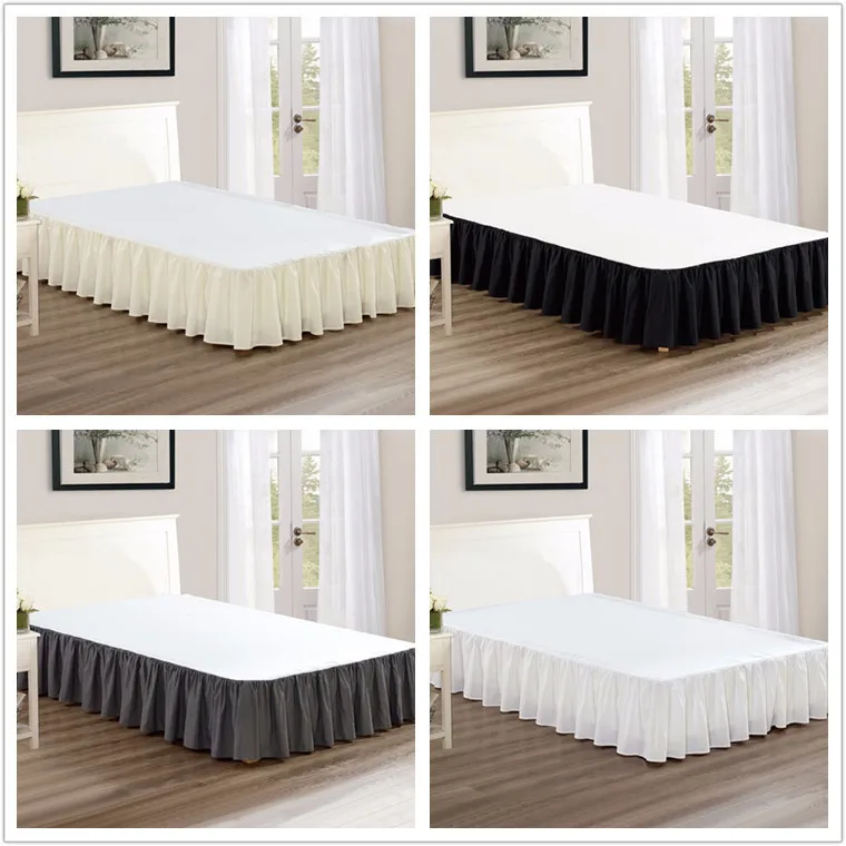 Solid Color Home Hotel Bed Skirt Bedroom Bedspread Skirt Bed Cover Bedsheet Bedding Protector With White Surface Home Textile