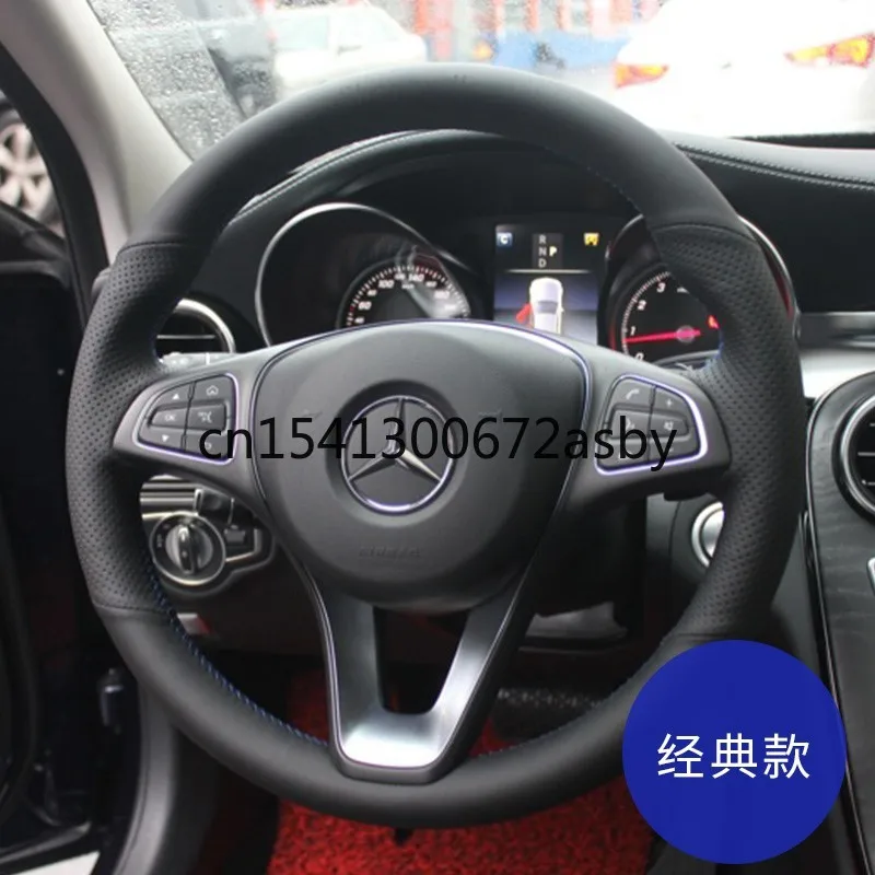 

Для Benz E300L C260L GLC300 GLE S350L "сделай сам" все черная замша чехол рулевого колеса автомобиля интерьера