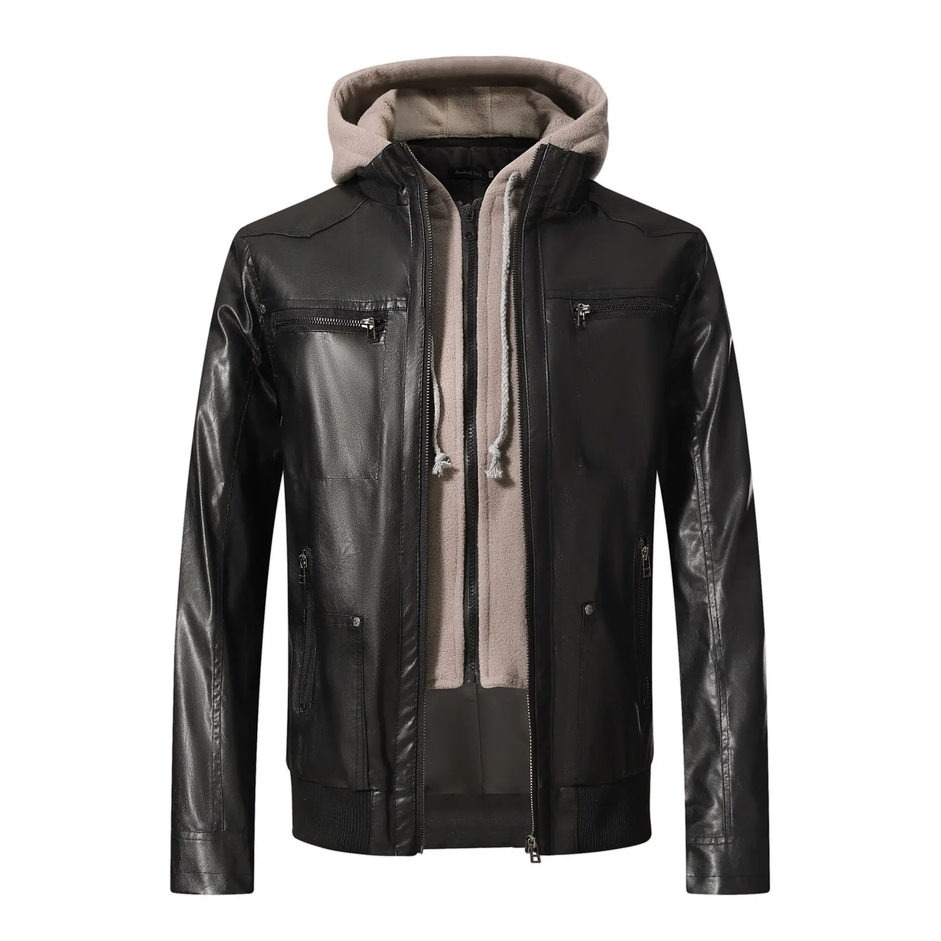 Ветер самокультивирование даже фальшивый колпачок два бумажных человека Локомотив кожаная одежда Свободное пальто прилива