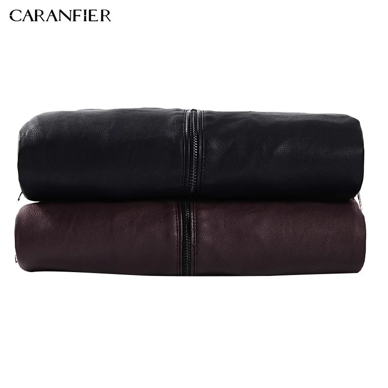 CARANFIER/2017 кожаная куртка для мужчин новая зимняя модная высококачественная