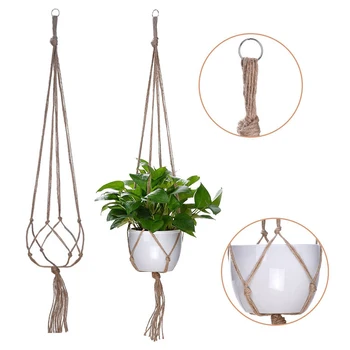 

1PCS flower pot net bag handmade lace flower pot hanging basket knotted rope gardening balcony garden home decoration