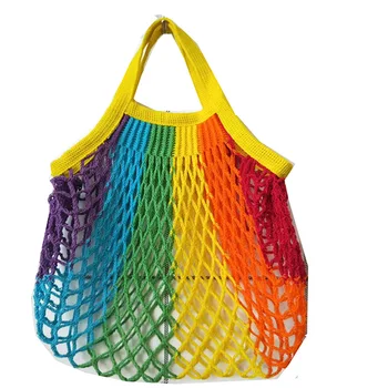 

2020 New Mesh Shopping Bag Reusable String Fruit Storage Handbag Totes Women Shopping Mesh Net Woven Bag Shop Grocery Tote Bag