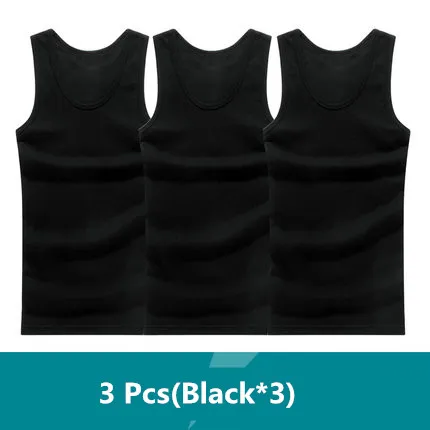 3Pcs Black 3 шт./лот, мужская хлопковая майка без рукавов, майка для спортзала, мужская майка для фитнеса, мужская майка для бодибилдинга, тренировки, нижнее белье, жилет, фабрика - Цвет: 3Pcs Black