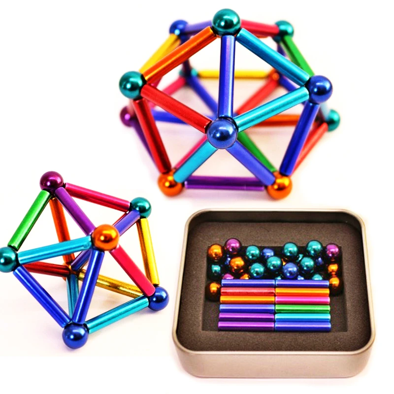 

63pcs construction magnets Building Blocks Set magnetic sticks ball Puzzle Stacking Game Sculpture Desk Chinese balls