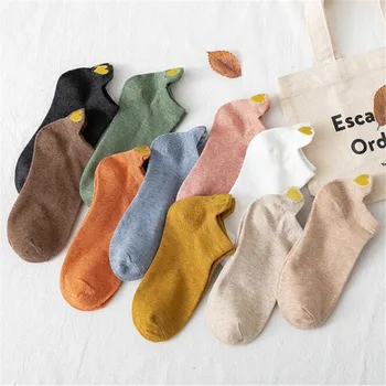 

Fashion Short Socks Woman Spring Summer Embroidery Smile Socks Girls Cotton Novelty Women Cute Socks Heart Short Lady Meias