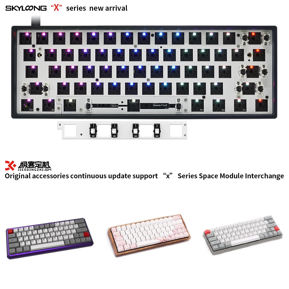 US $56.00 gk61xs gk61 dual mode bluetooth 50 60 mechanical keyboard rgb switch led hot swapping socket type c pcb case split spacebar