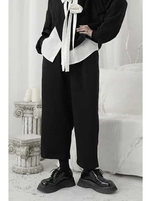 Домашняя одежда в стиле Ямамото темные унисекс Дизайнерские широкие брюки-Капри