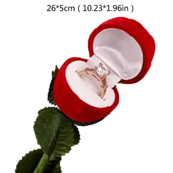 

New Elegance Rose Ring Holder with Long Stem Rose Ring Box for Anniversaries