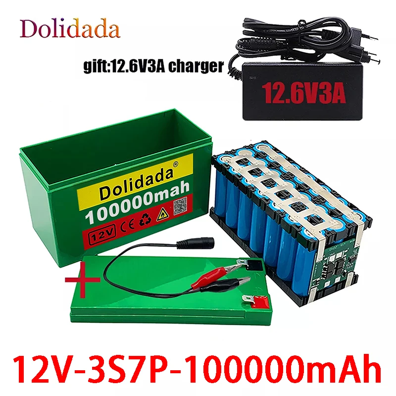 Литиевый аккумулятор new12V100Ah 3S7P 18650 + зарядное устройство 12 6 в 3A встроенный блок