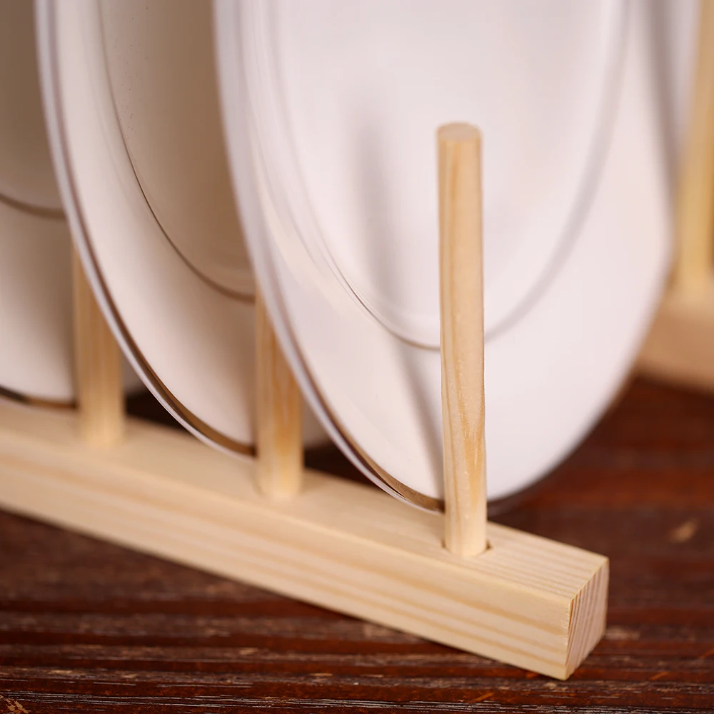 

Wooden Dish Rack Dishes Drying Drainer Cabinet Organizer for Dish/Plate/Bowl/Pot Lid Storage Stand Holder Kitchen Accessories